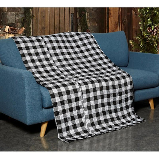 Black and White Plaid Quilted Throw