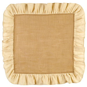 Ruffle Burlap and cream Square Table Mat 30 inch