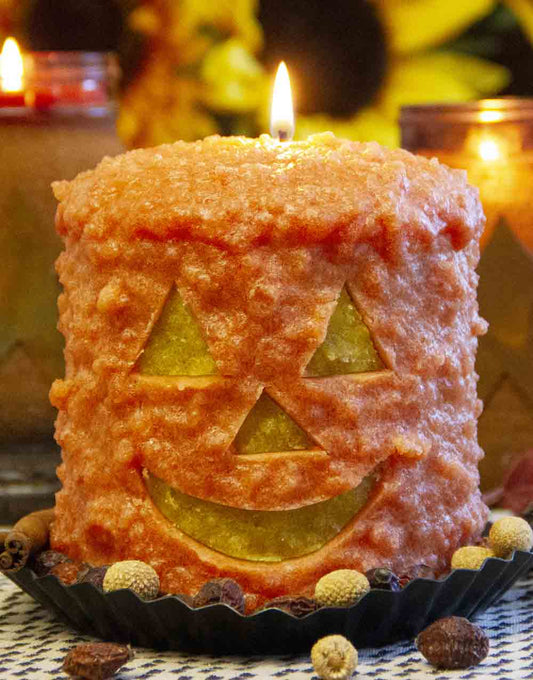 Mr. Pumpkin Face Hearth Cake Candle