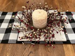 Red & White large berry candle ring