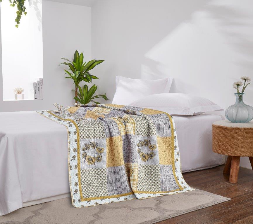 Sunflowers and Sunshine Quilted Throw
