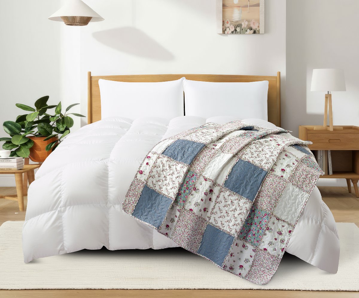 Blue Patchwork Quilted Throw