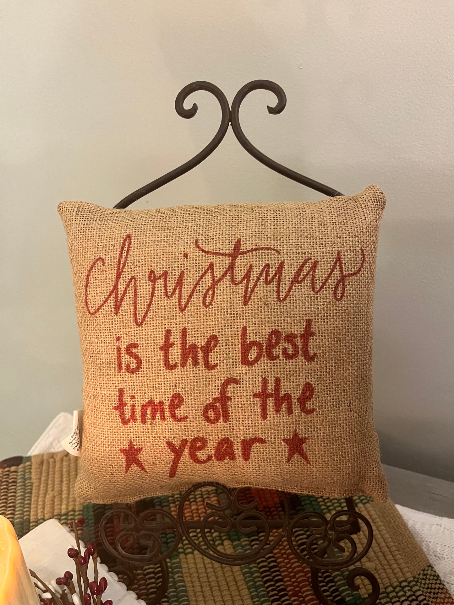 Burlap Christmas pillow