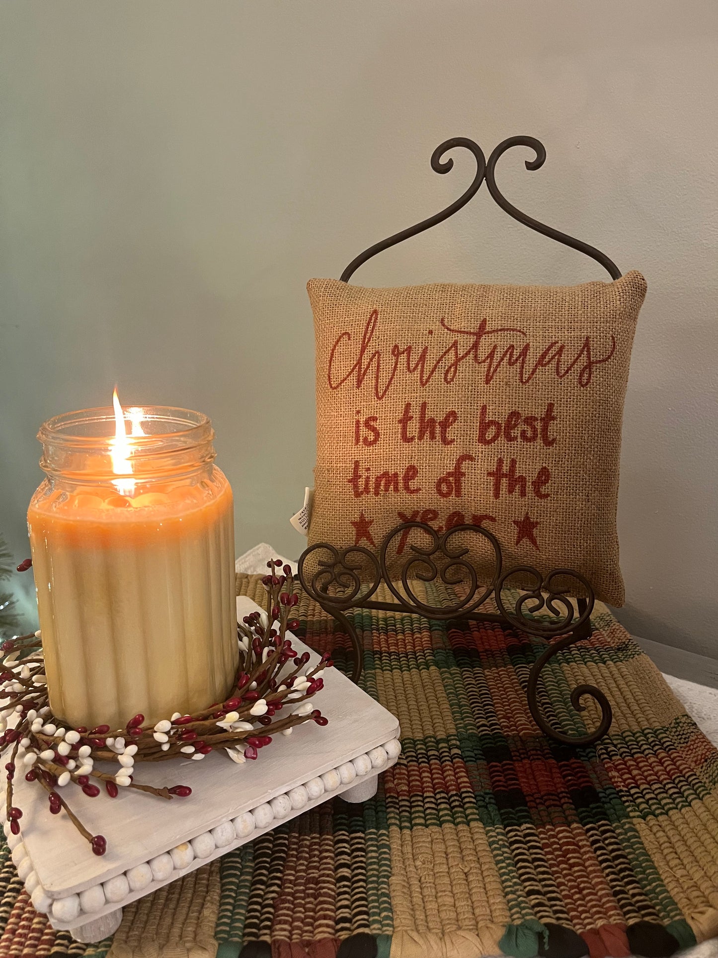 Burlap Christmas pillow