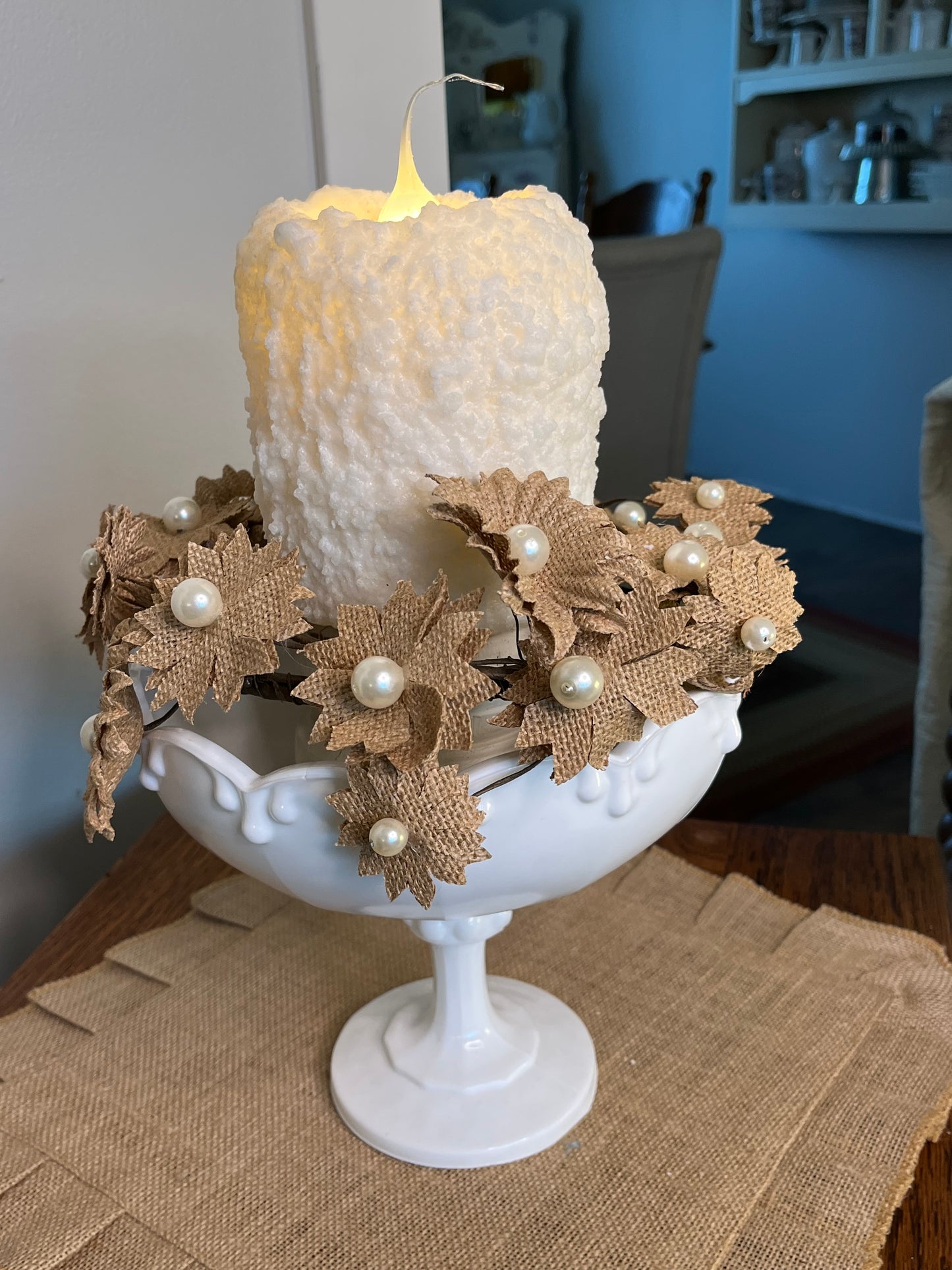 Large burlap candle ring