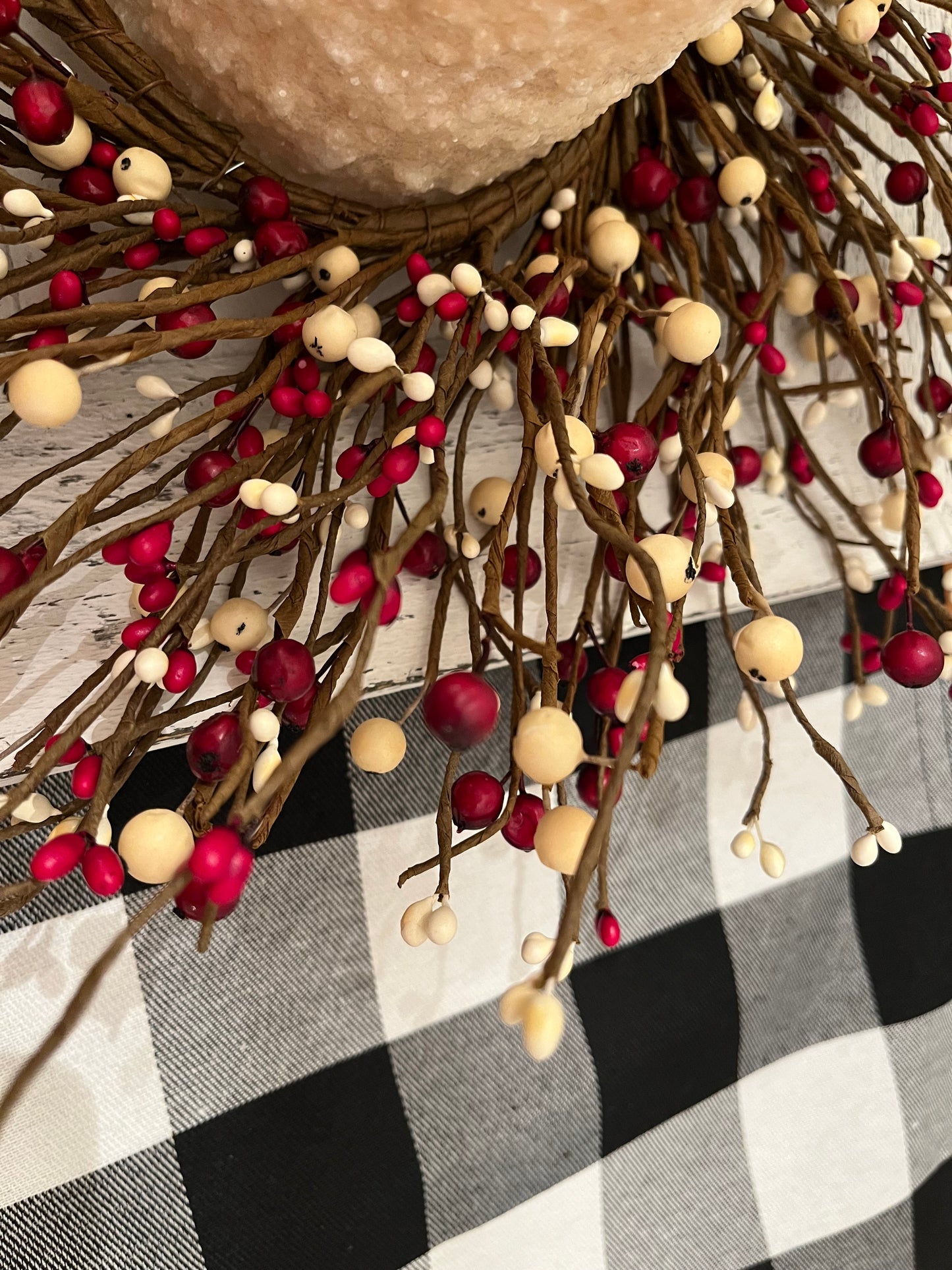 Red & White large berry candle ring
