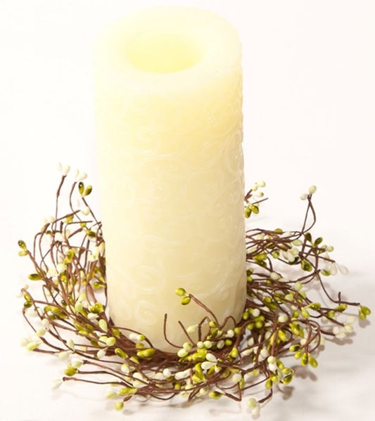 Green & White Rice Berry Candle Ring