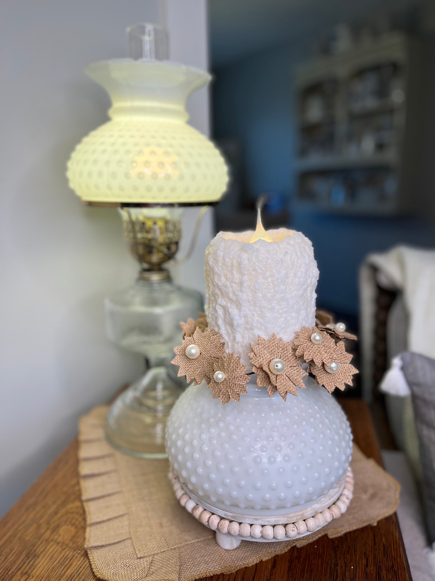Small burlap candle ring