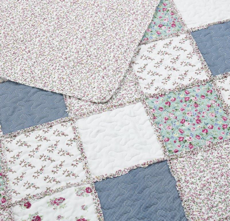 Blue with Roses Patchwork Quilt Set (Copy)