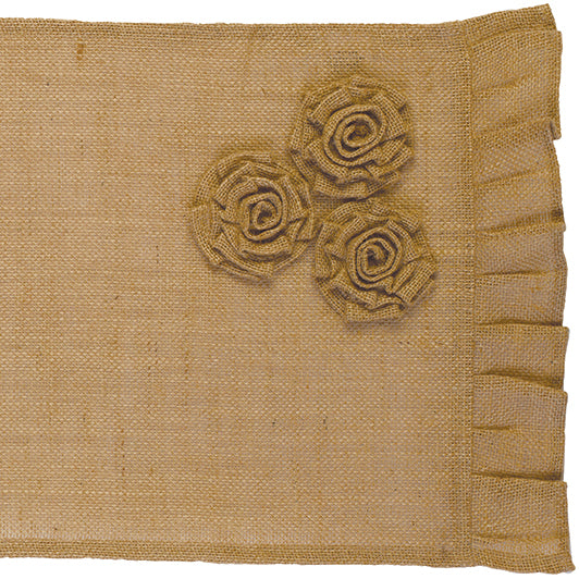 Mini Rosette Burlap Table Runner 36 inch