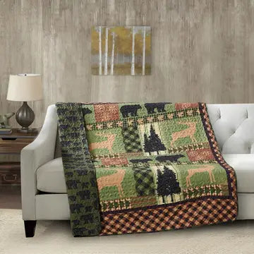 Forest Green Quilted Throw