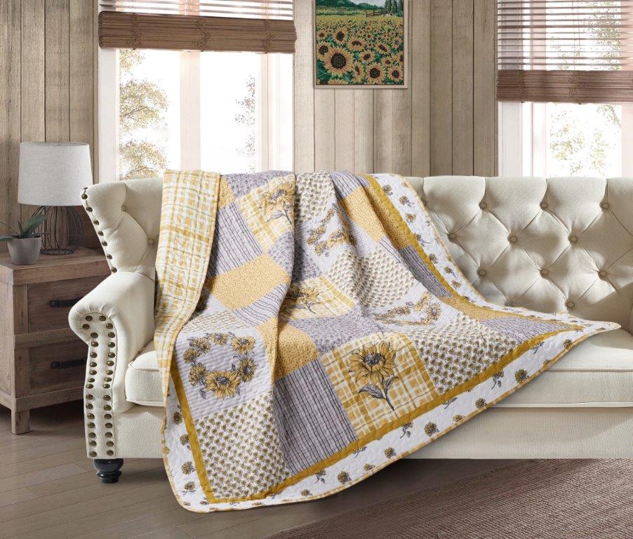 Sunflowers and Sunshine Quilted Throw