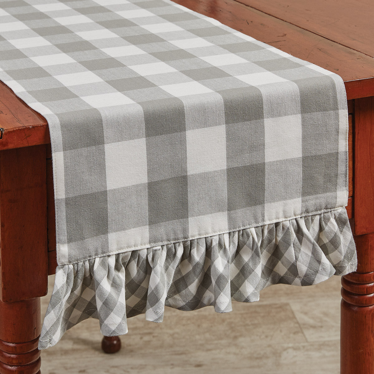 Wicklow Ruffled Table Runner - Dove Gray