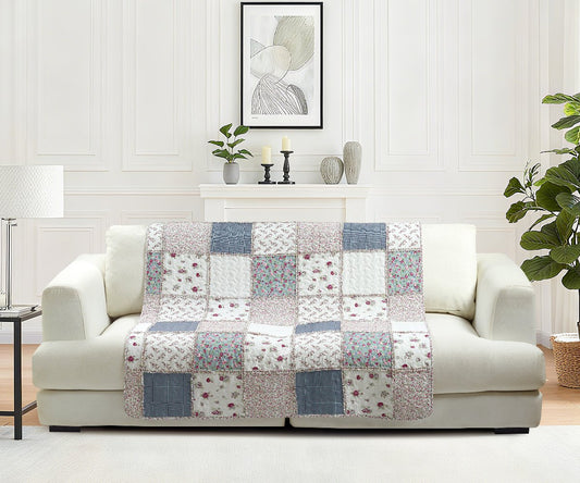 Blue Patchwork Quilted Throw